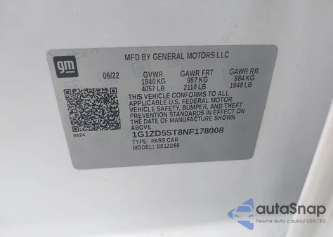 2022 Chevrolet Malibu Fwd Lt from USA, damaged, VIN 1G1ZD5ST8NF178008